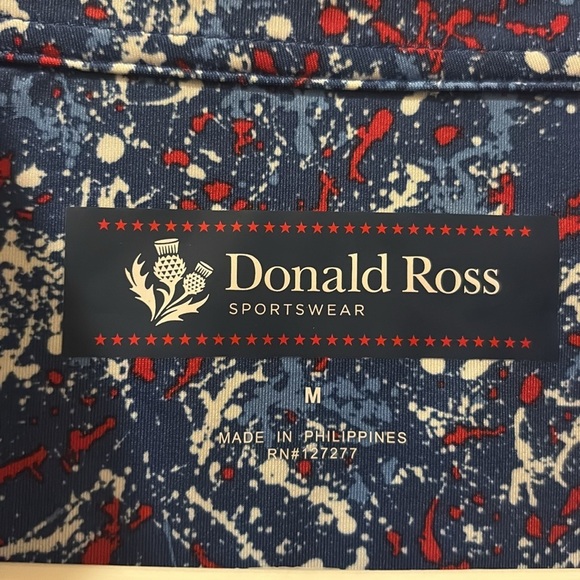 Donald Ross sportswear - Men's Blue Patterned polo golf Shirt- medium - Picture 2 of 6